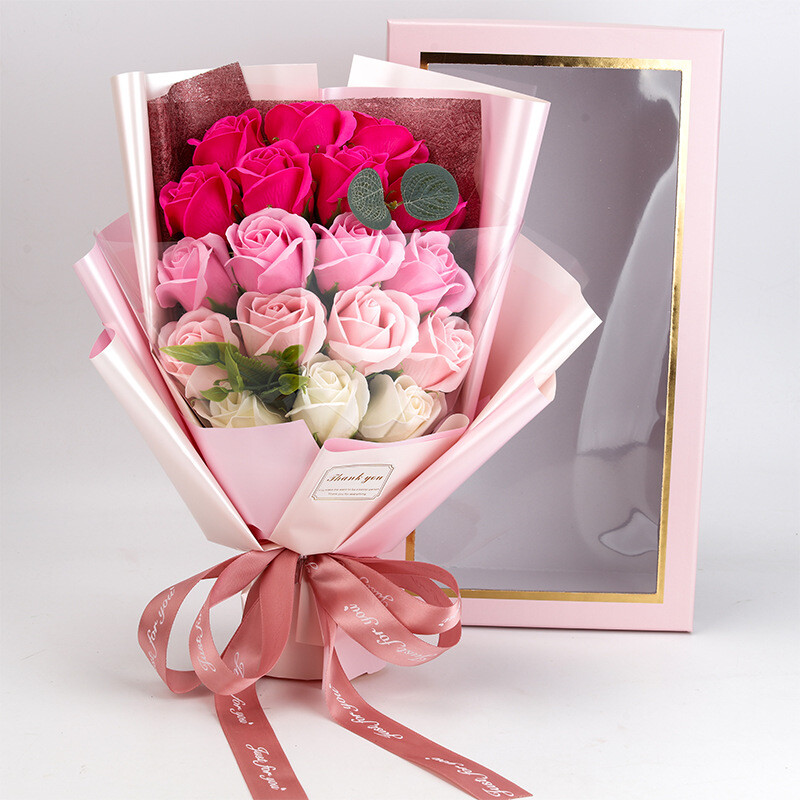 18 Pcs Eternal Rose Soap Flower Bouquet Valentine's Day Gift Girlfriend Wife