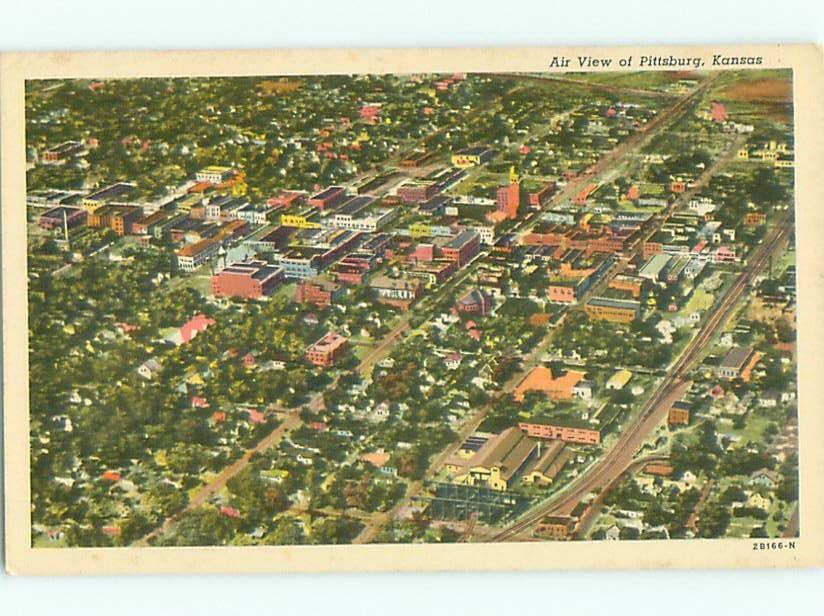 Unused Pre-1980 AERIAL VIEW OF TOWN Pittsburg Kansas KS n2534