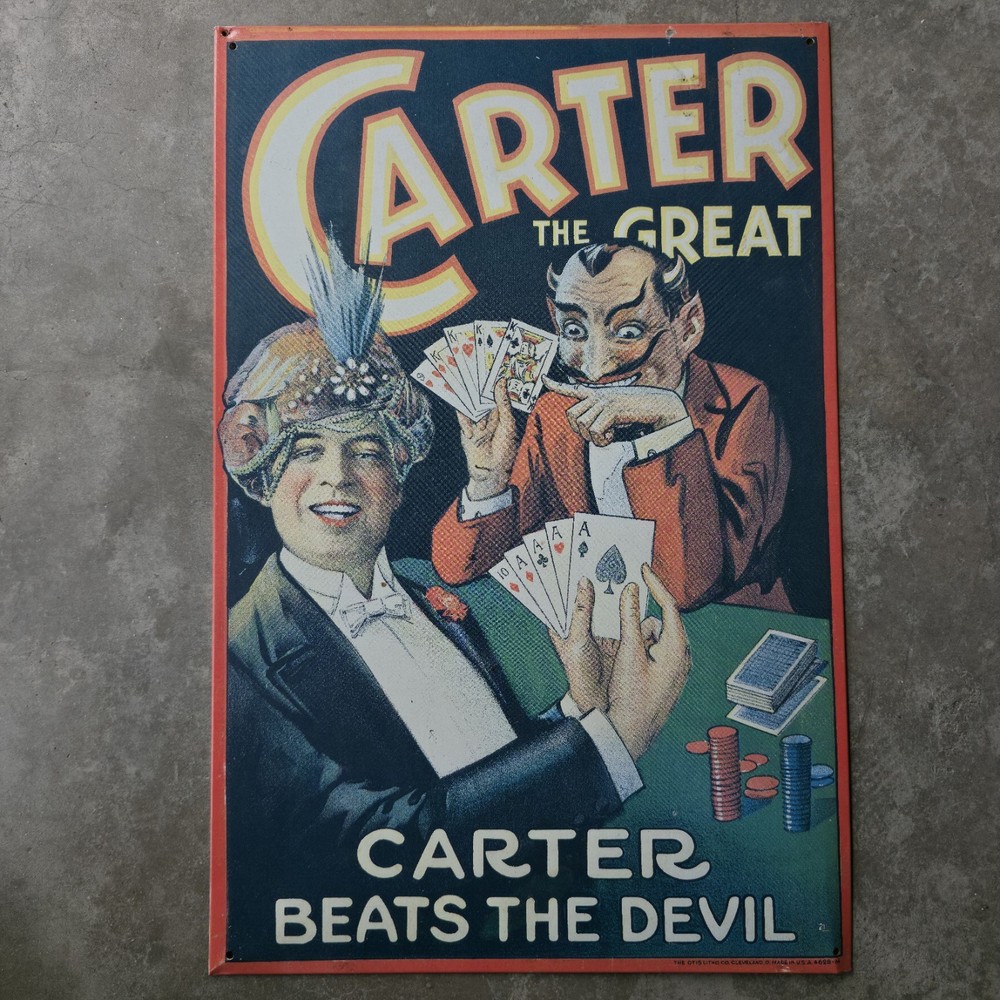 Carter The Great Beats The Devil Metal Sign 16 X 11
