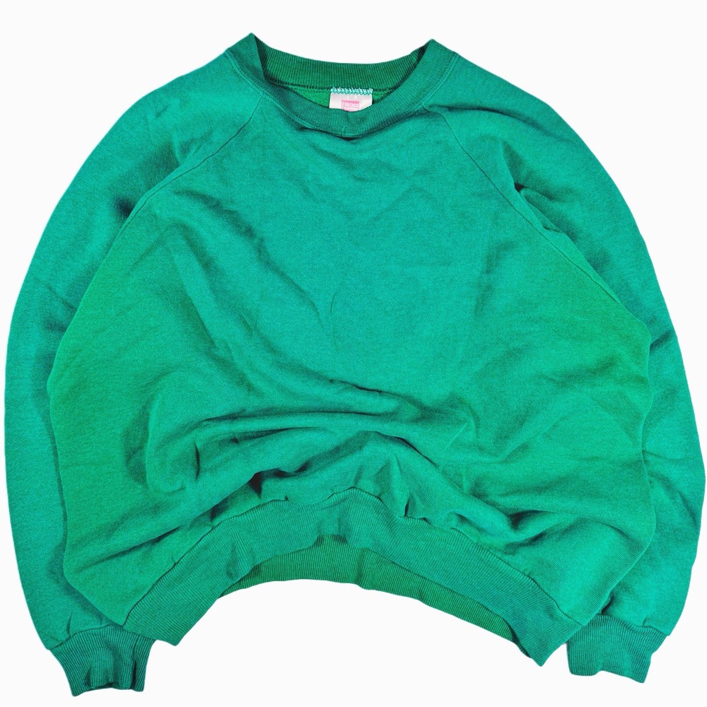 Vintage Hanes Her Way Sweatshirt Womens Blue Green Crewneck Pullover Fleece 90s
