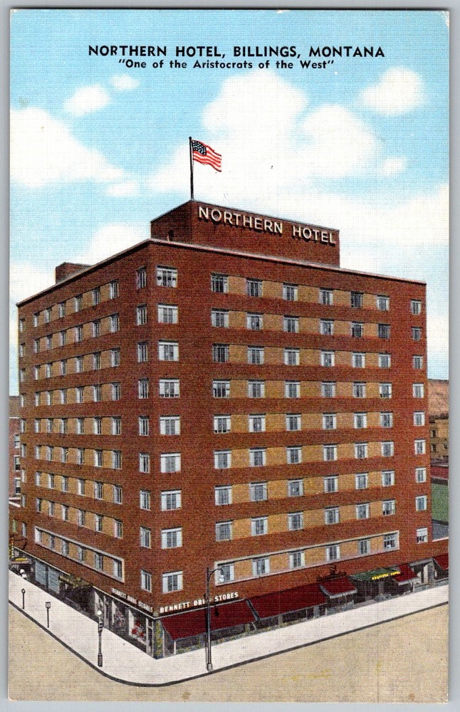 Vtg Linen Postcard Northern Hotel Building Billings, Montana 1930s