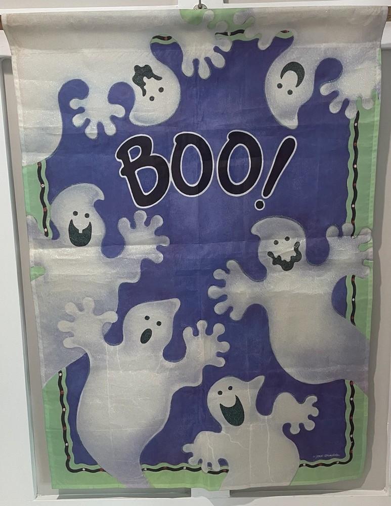 Spooky Glitter Ghost Halloween Banner Flag 28x40 Purple