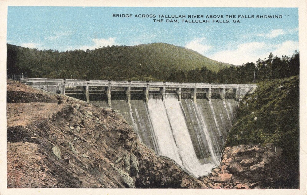 Bridge Tallulah River Dam Tallulah Falls Georgia GA c1920 Postcard