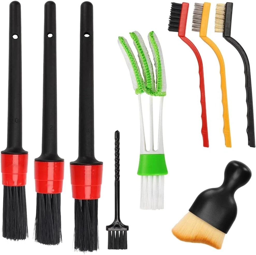 Auto Car Detailing Brush Set Car Interior Cleaning Kit Includes 3 Boar Hair Deta