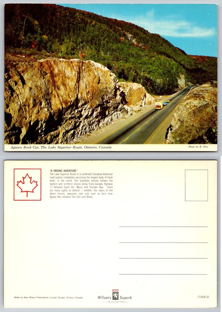 Vintage Agawa Rock Cut Postcard Lake Superior Route Ontario Canada E. Otto