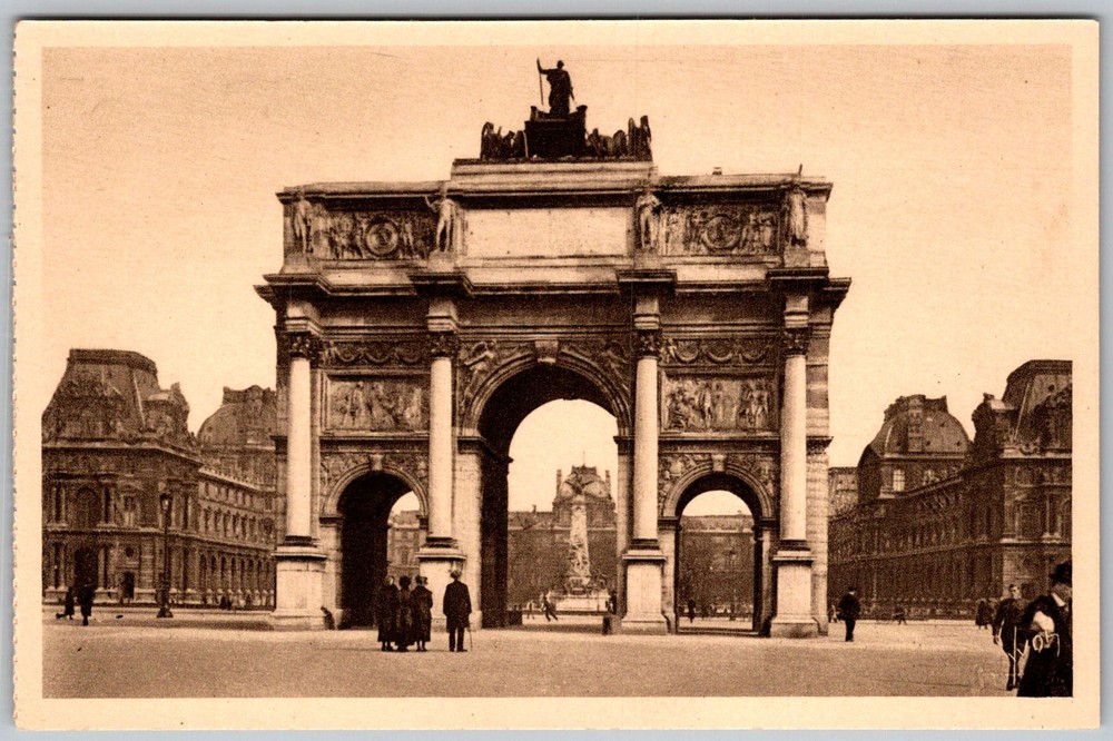 Antique Postcard Arc DE Triomphe Carrousel Paris, Fr 1920s