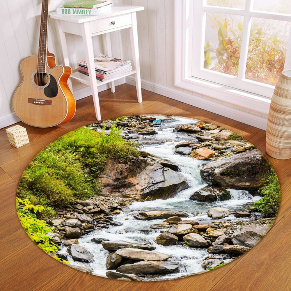 3D Stream Stone River NAO4065 Game Rug Mat Elegant Photo Carpet Mat Fay