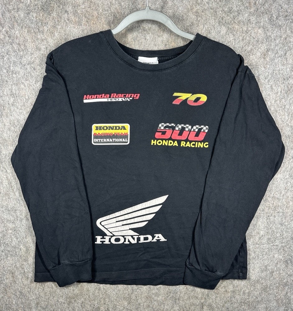 Honda Racing x Forever 21 Long Sleeve Shirt Mens L Black 500 HPD Moto