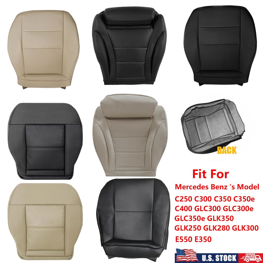 Black/Tan Front Driver Bottom Leather Seat Cover For 2008-2021 Mercedes Benz New