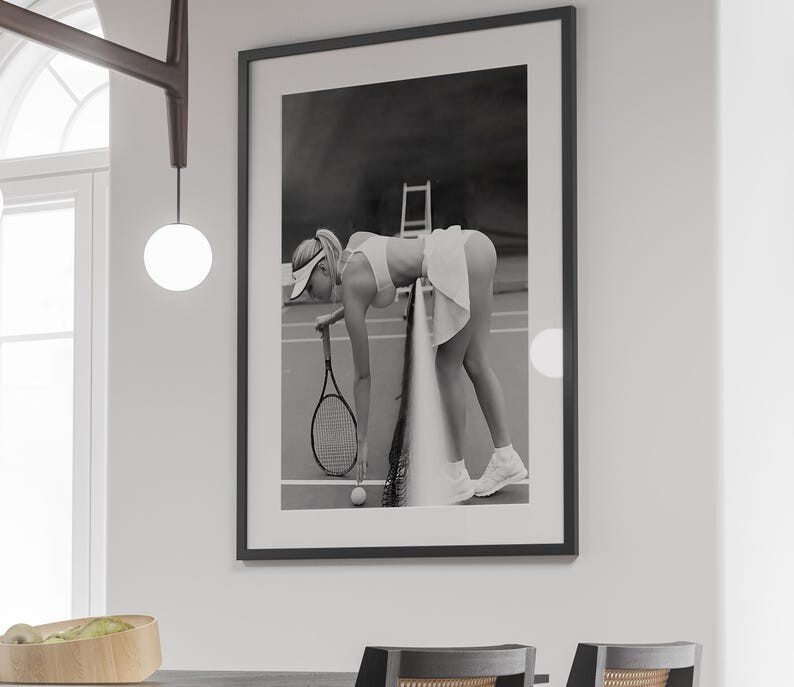Black and White Tennis Woman Printable Hypebeast Wall Art