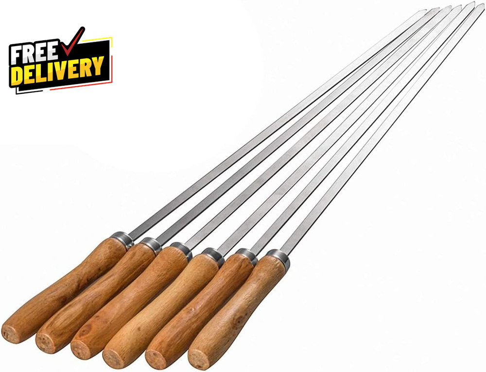 Flat Skewers for Kabobs Stainless Steel Kebab Skewers for Grilling 16.5 Inch B..