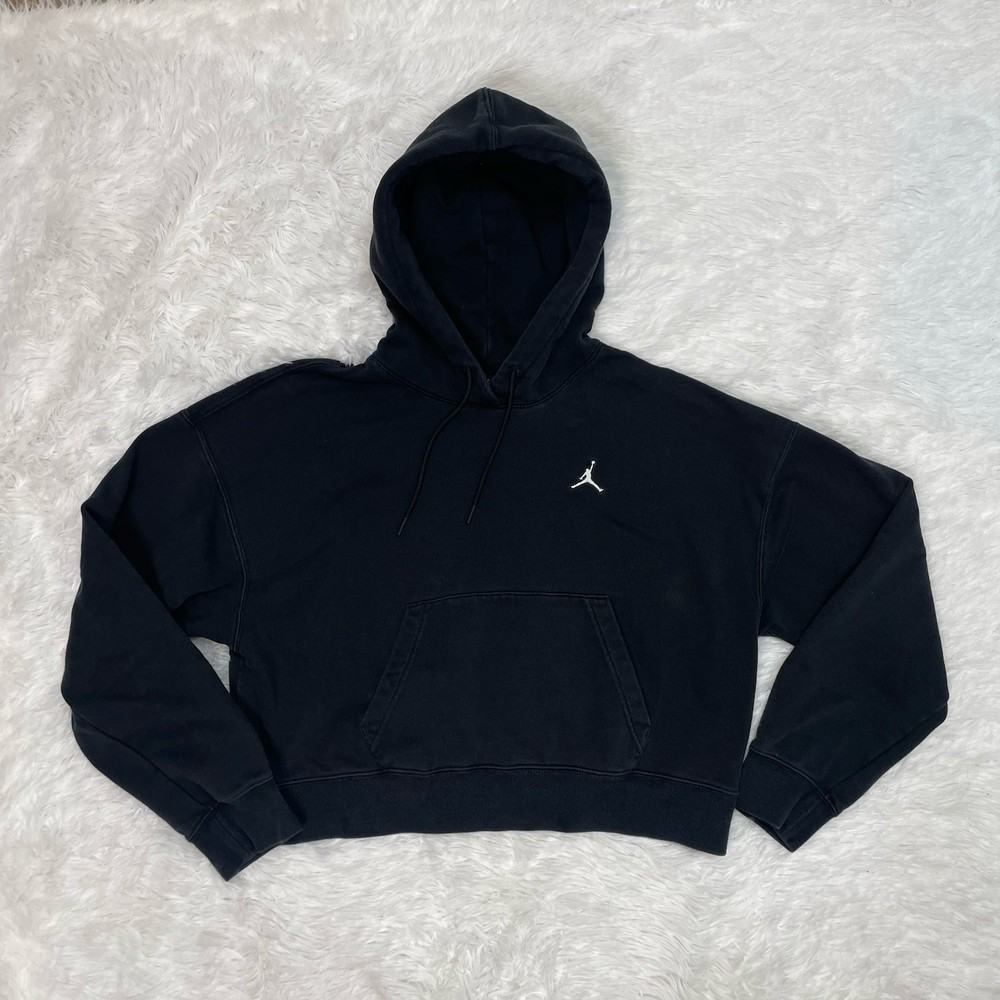 Nike Air Jordan Essentials Women’s Size S Small Core Fleece Cropped Hoodie Black