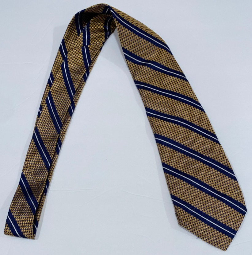 Daniel Cremieux 100% Silk Tie Limited Edition Seven Fold Gold Navy White Stripe