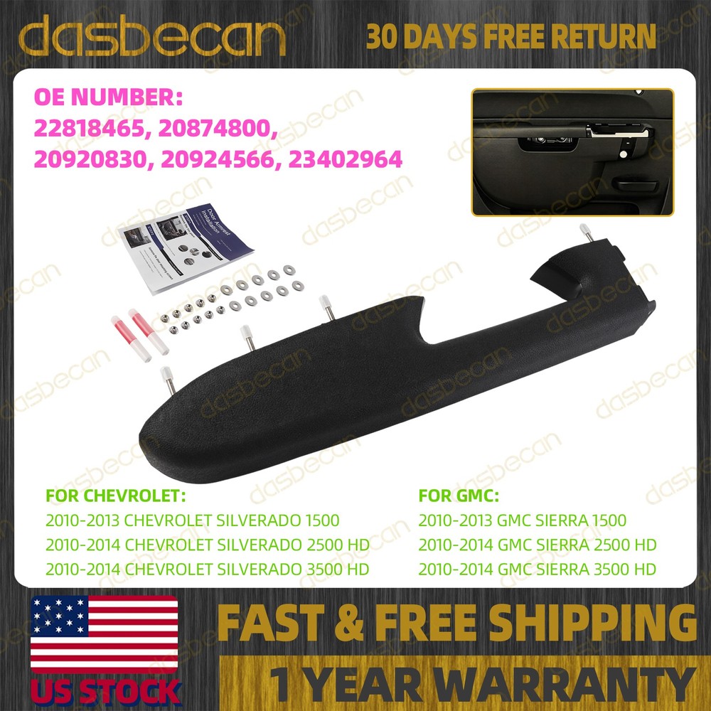 Front Left Driver Side Black Armrest Kit For Chevy Silverado GMC Sierra 22818465