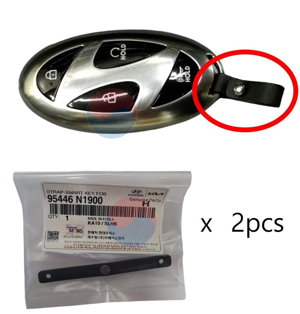 Genuine OEM Leather Strap 2pcs (Black) 95446 N1900 for Hyudai's FOB Smart Keys