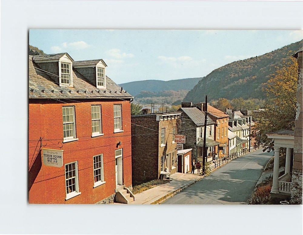 Postcard Looking Down High Street Harpers Ferry West Virginia USA
