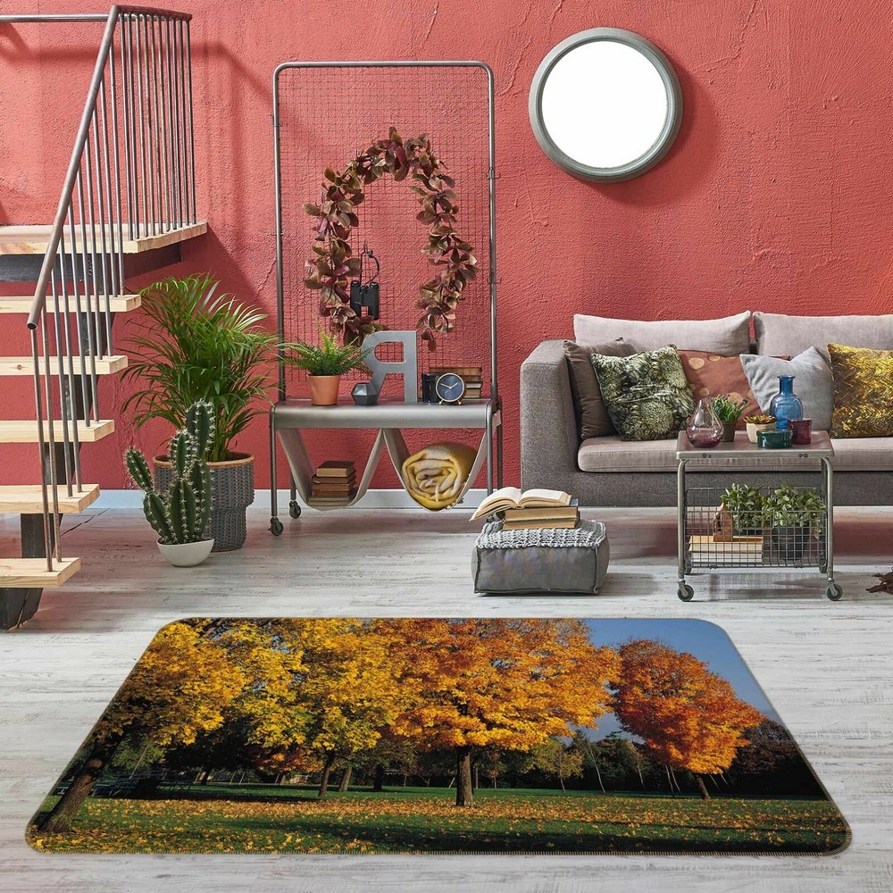 3D Autumn Park Trees NAO4800 Game Rug Mat Elegant Photo Carpet Mat Fay