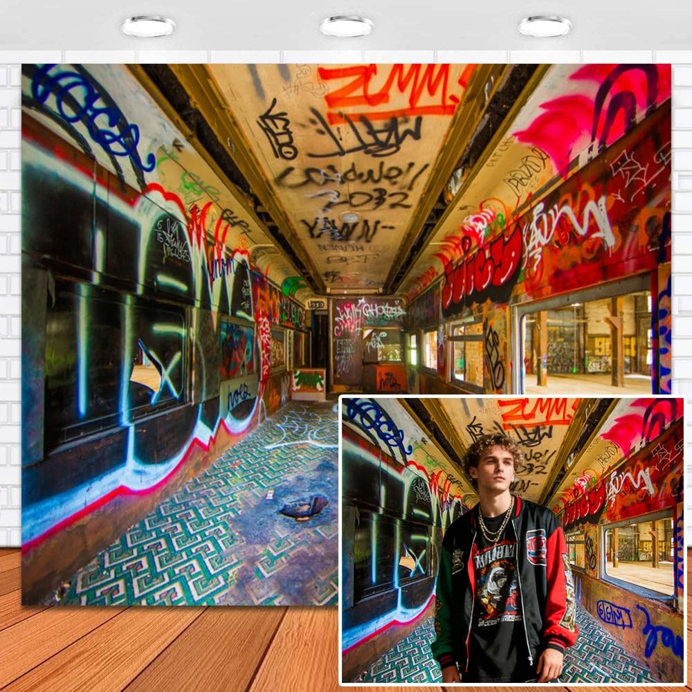 Leowefowa 10x8ft Vinyl Abstract Graffiti Backdrop City Urban 10x8ft, mulit-image