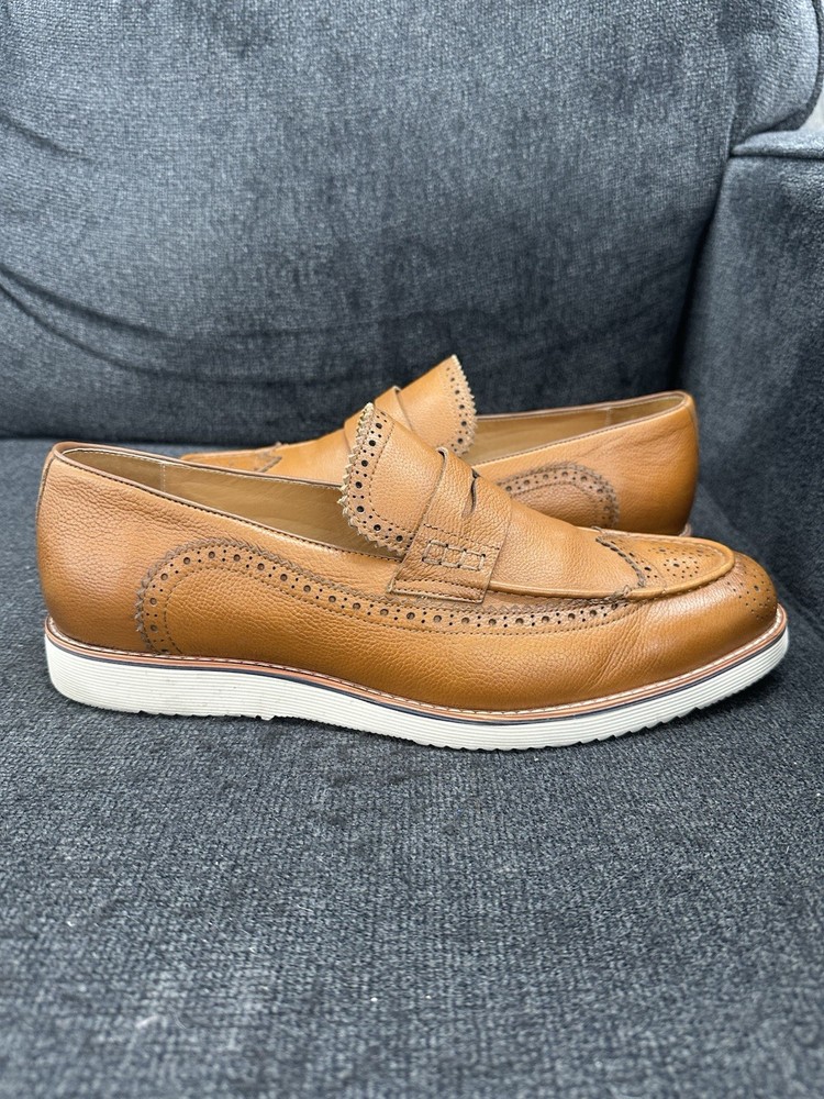 Marc Nolan Branson Penny Loafers Mens Size 11 Brown Leather  Dress Shoes Slip On