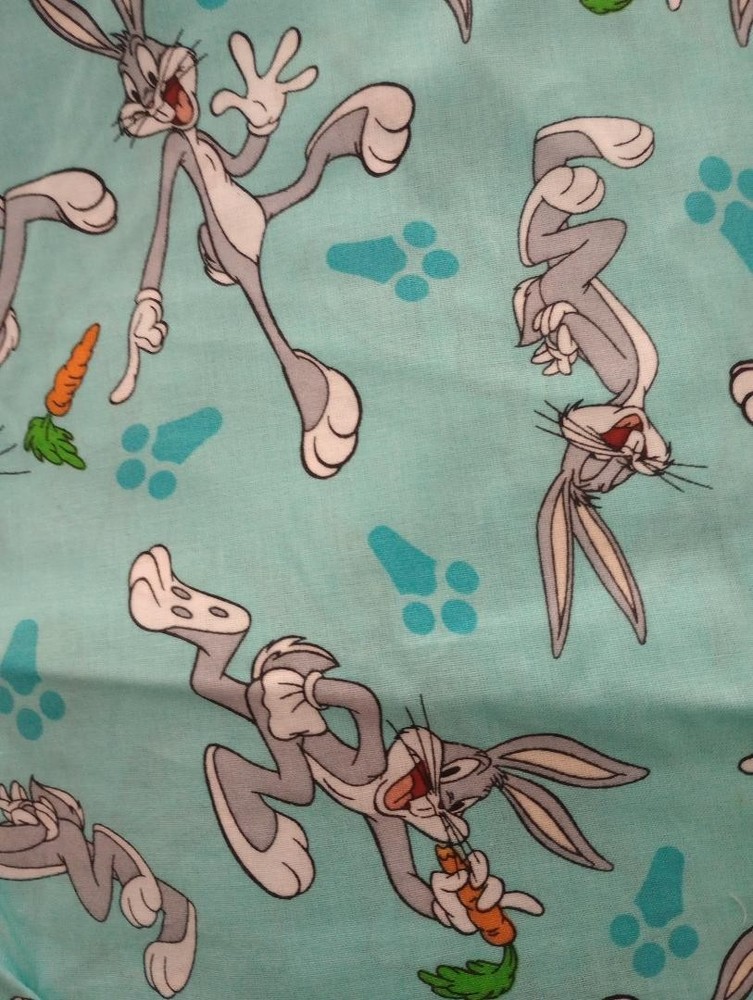 looney tunes bugs carrot fun fabric light blue 10 x 9 inch 1pc