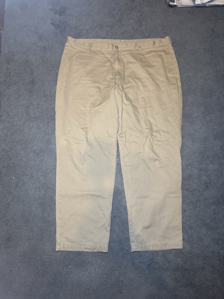 LL Bean Chino Pants Mens 44x32 Khaki Natural Fit Cotton Casual