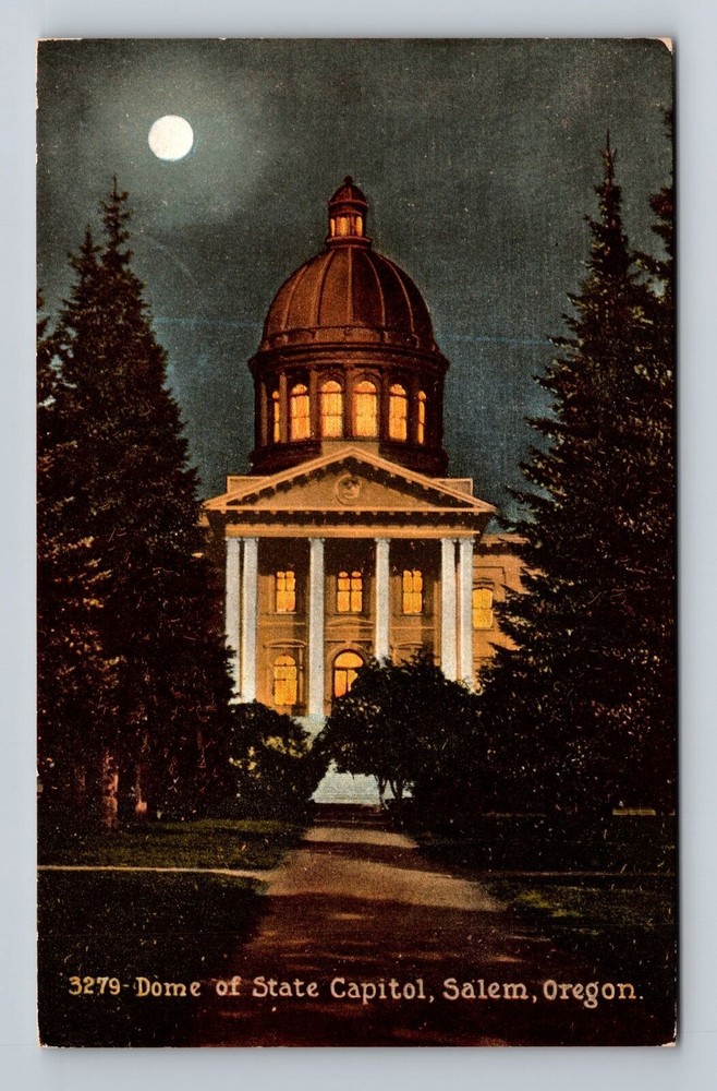 Salem OR-Oregon, Dome Of State Capitol, Antique, Vintage Postcard