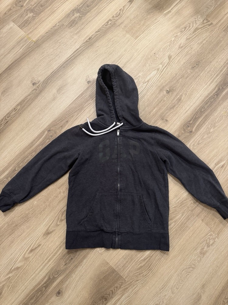 Gap Hoodie womens M Full Zip Jacket Gray Embroidered Spellout Pockets