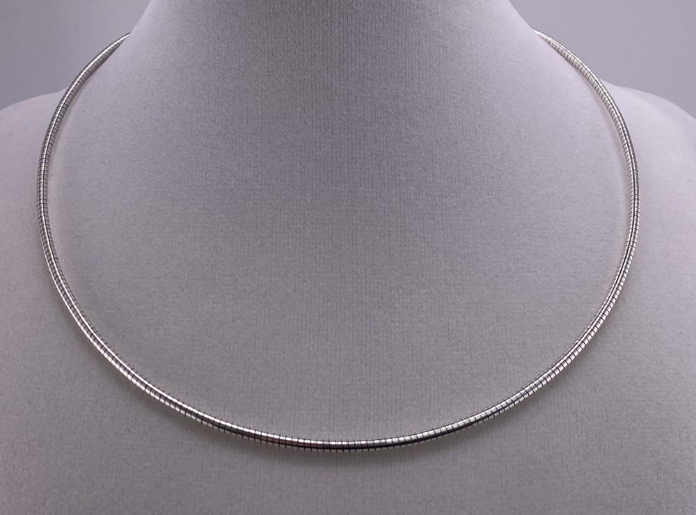 925 Sterling Silver Omega Choker Necklace 15.75” Collar Style 17g New