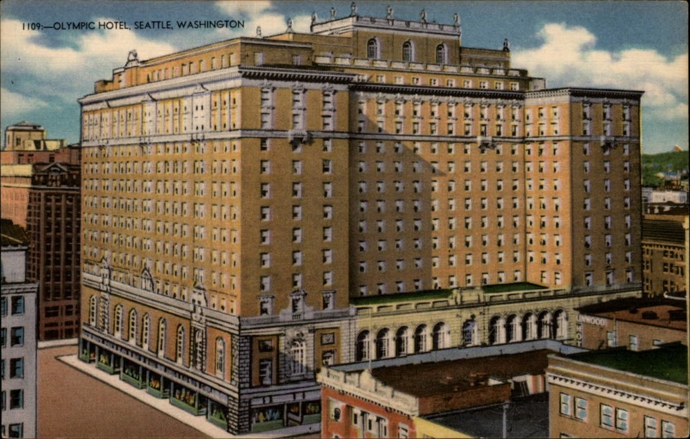 Olympic Hotel Seattle Washington ~ 1940s linen postcard
