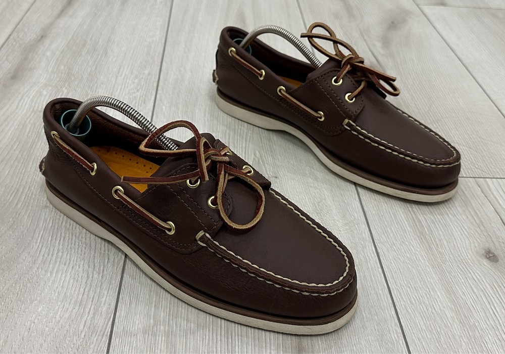 Timberland 2 Eye Classic Men's Brown Leather Boat Shoes 74035 Size: US 8.5 UK 8