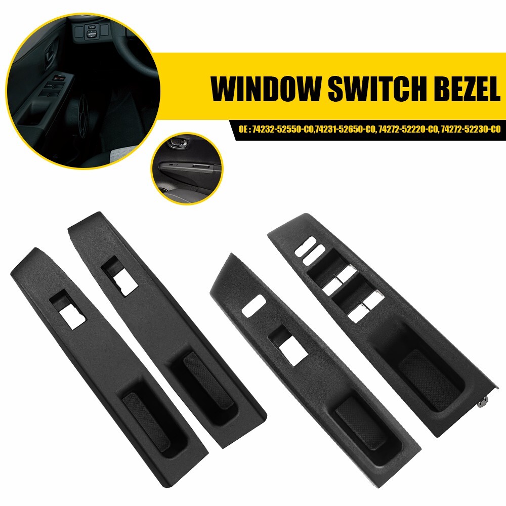 For Toyota Yaris 12-14 Black Window Switch Control Panel Bezel Front Rear 4pcs
