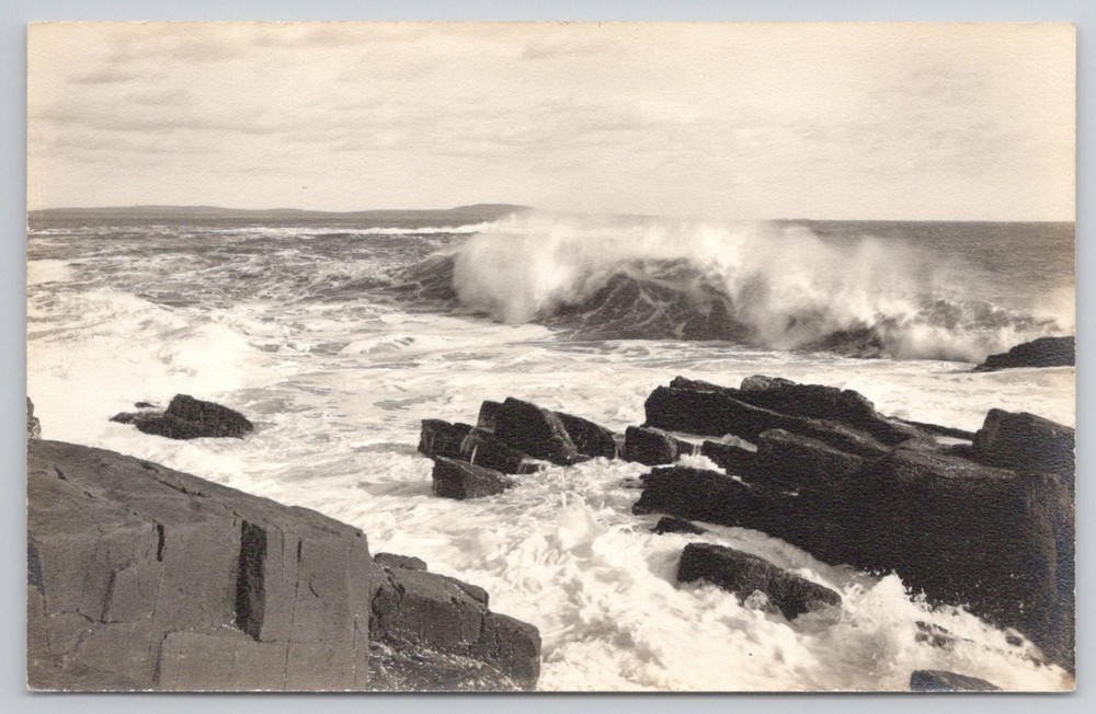 Vintage Postcard Surf Mt. Desert Island Acadia National Park Maine