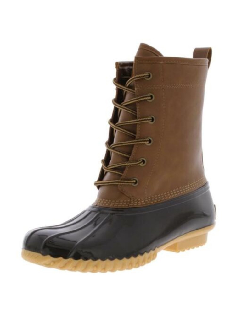SPORTO Womens Brown Bootie Waterproof Ariel Round Toe Block Heel Duck Boots 7 M