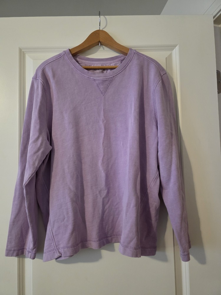 Orvis 100% Cotton Longsleeve Pullover Lavendar Light Purple Womens XL Preppy