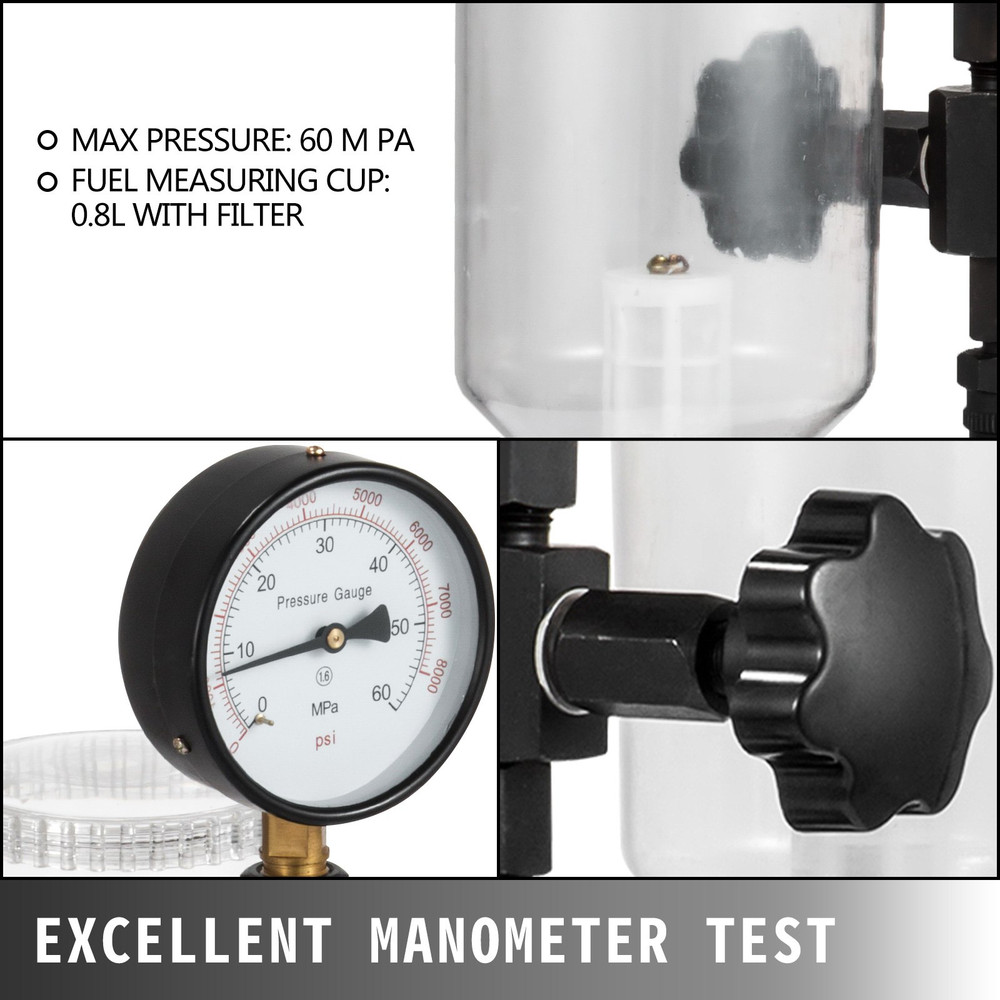 SKYSHALO Diesel Injector Tester with Dual Scale Gauge, 400Bar/6000PSI, for Accur