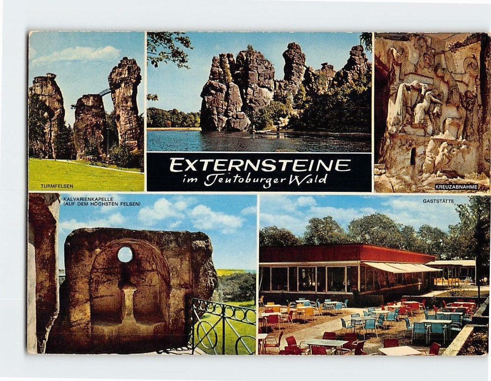 Postcard Externsteine Teutoburg Forest near Horn-Bad Meinberg Germany
