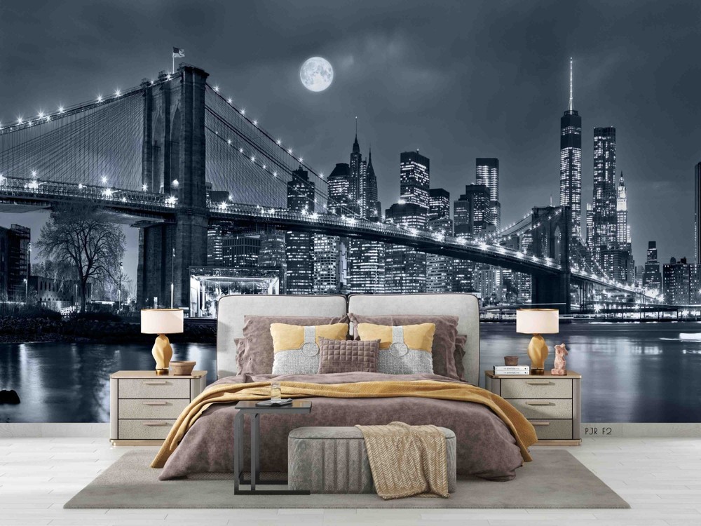 3D City Bridge Night View Wall Murals Wallpaper Murals Wall Sticker