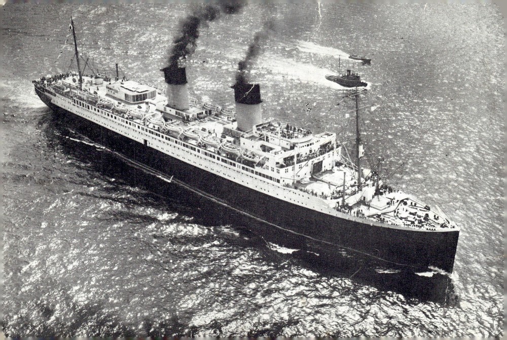 1950s French Line SS Ile de France CGT Ocean Liner Art Deco Vintage Postcard