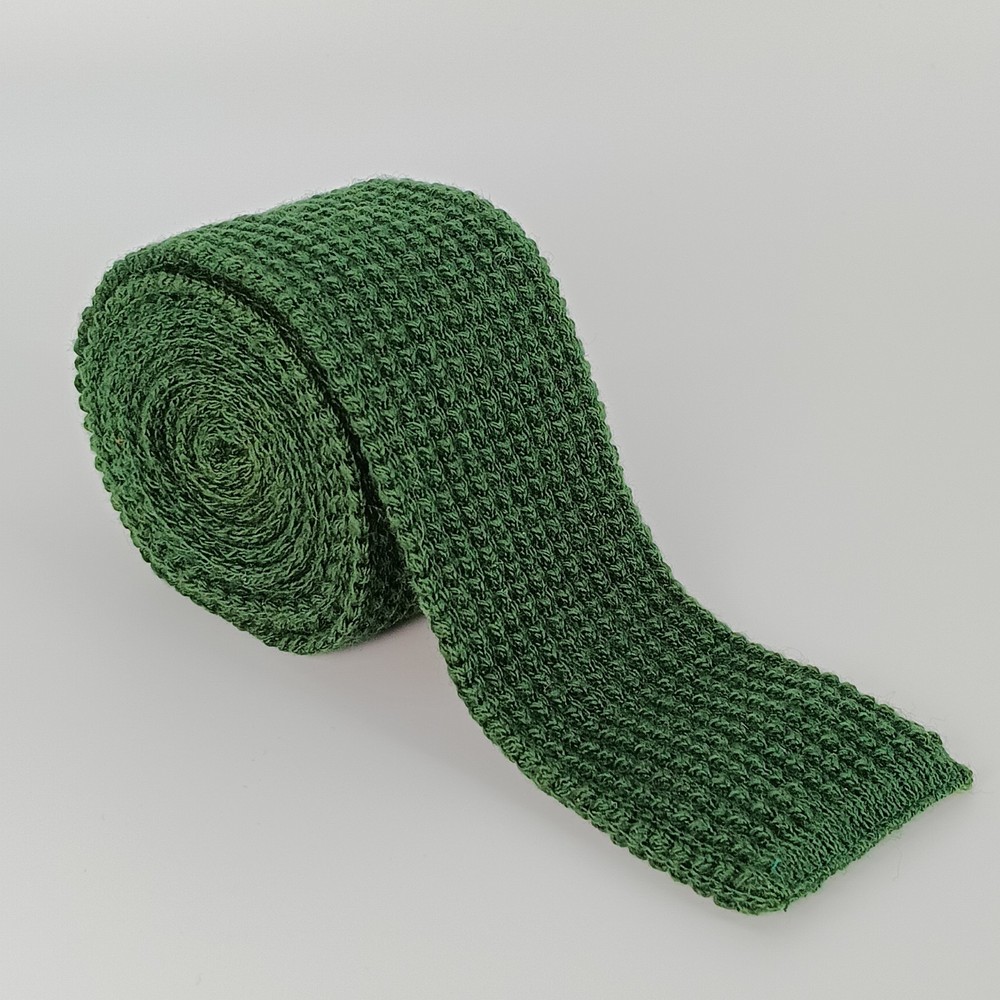 Woolcrofter Wembley SOCK KNIT Square Tip Neck Tie 100% WOOL Hunter Green 50X2.25