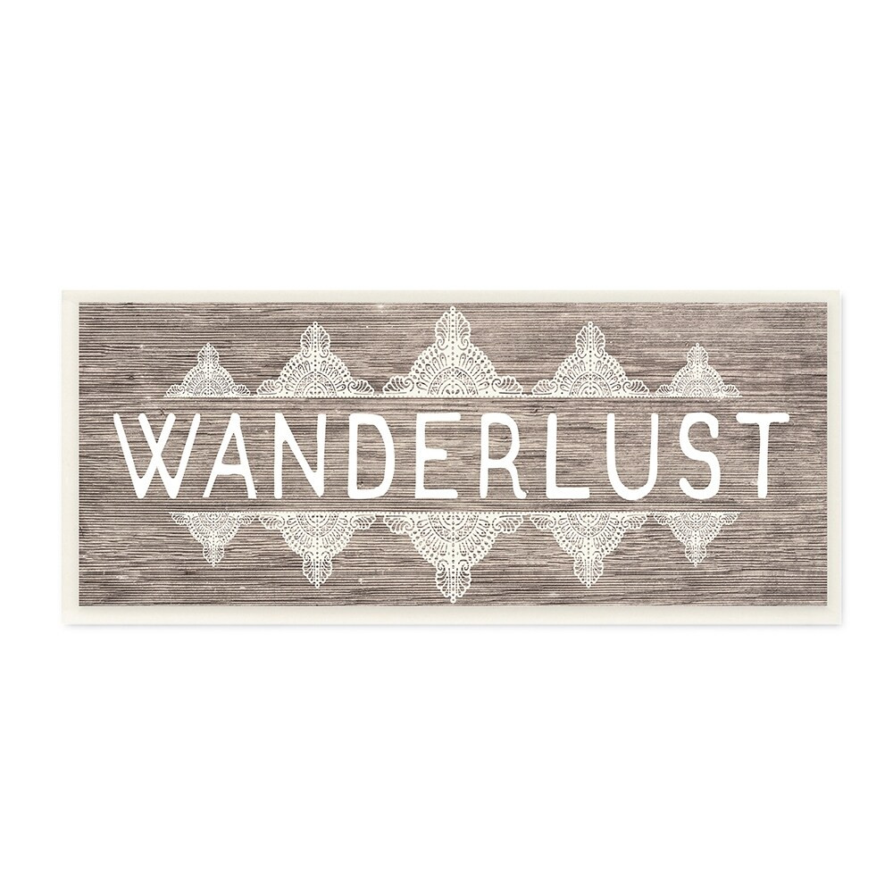 Stupell Rustic Wanderlust Phrase with Paisley Country  7 x 17