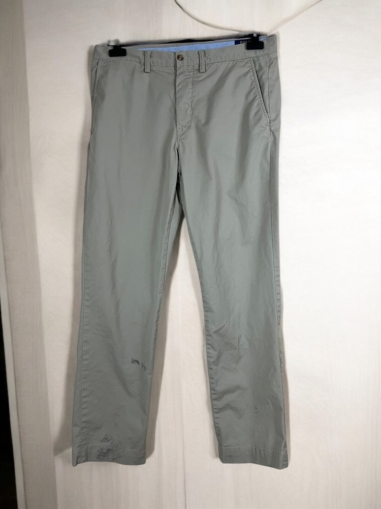 Polo Ralph Lauren Pants Mens 34X32 Chino Beige Cotton Twill Stretch Crest