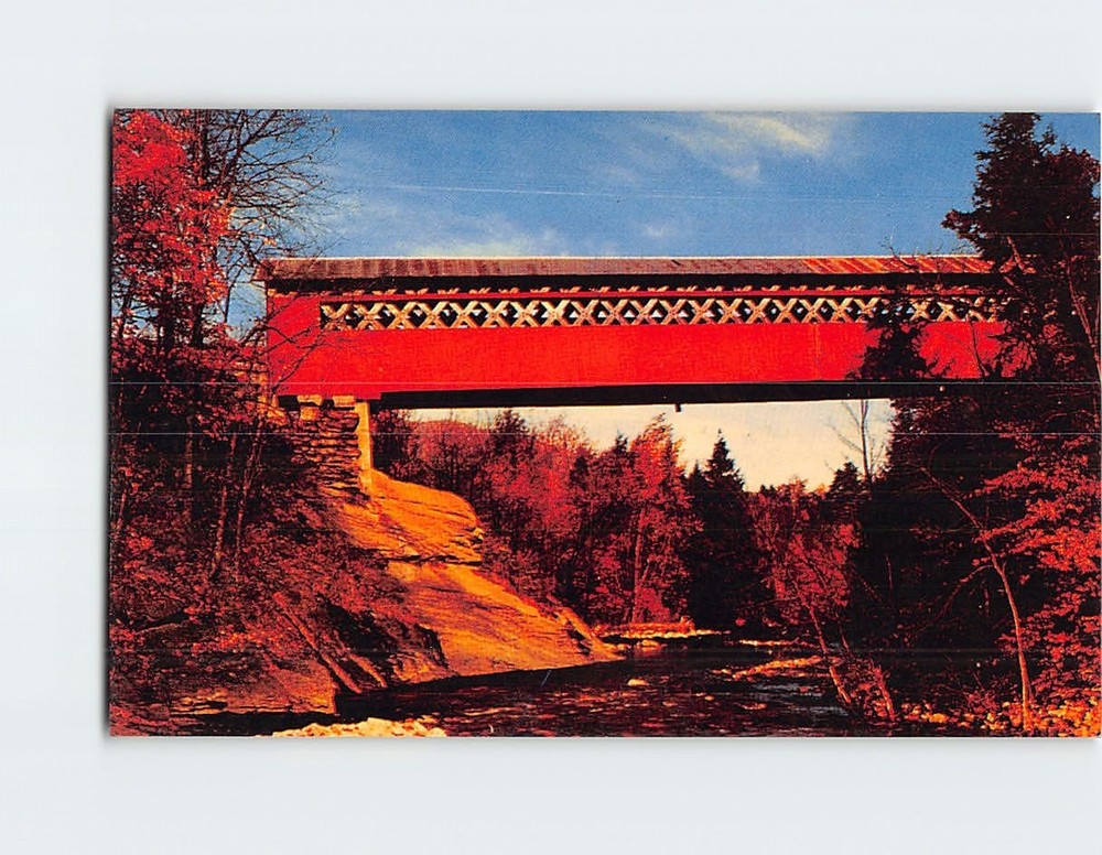 Postcard Old Covered Chiselville Bridge East Arlington Vermont USA