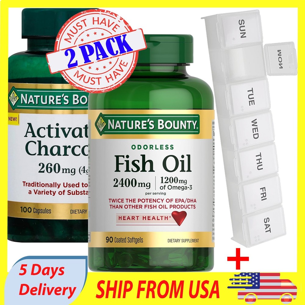 Nature's Bounty Fish Oil 2400mg with Activated Charcoal 260mg Combo Pack