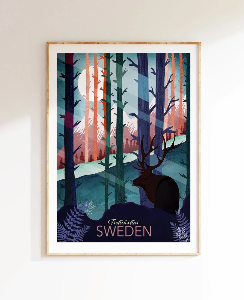 Sweden Nordic Travel Wall Art Poster Premium Quality Custom Size Options