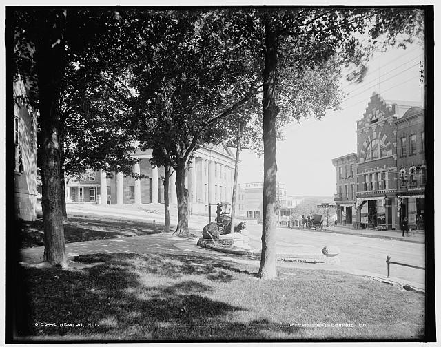 Newton,buildings,streets,roads,New Jersey,NJ,Detroit Publishing Company,1890