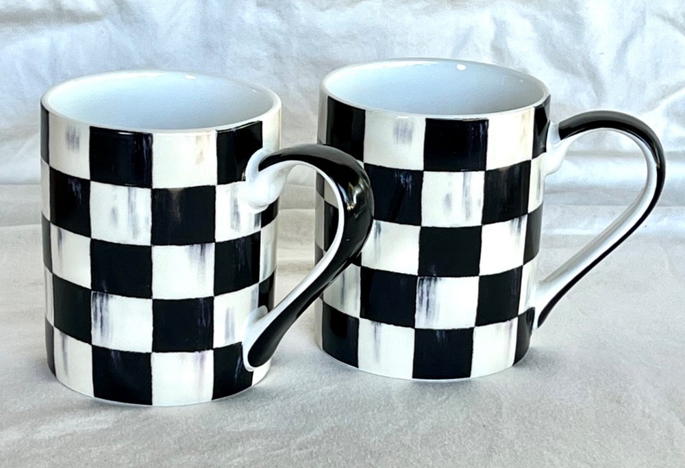 MacKenzie Childs  2 Courtly Check 12 oz. Mugs, NEW