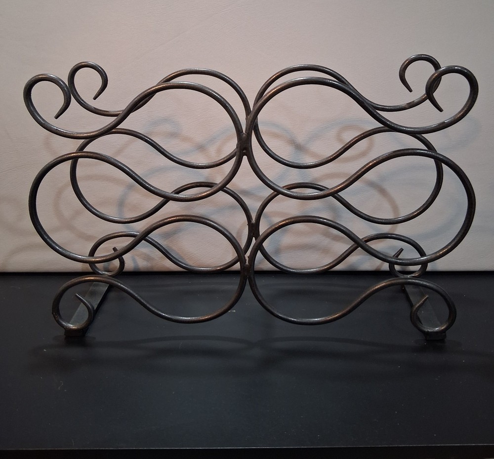 Wine Rack Black Wrought Iron Countertop With Scrolling Design (Holds 6 Bottles)