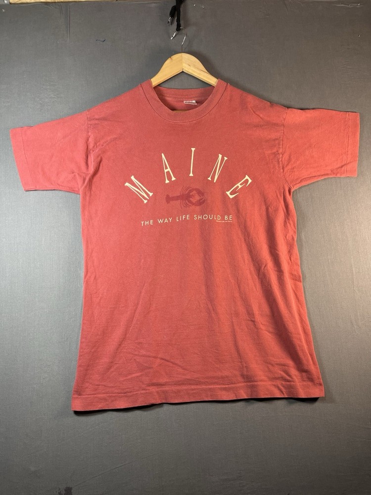 Vintage 90s Maine “The Way Life Should Be” Graphic T-Shirt Sz L Single Stitch
