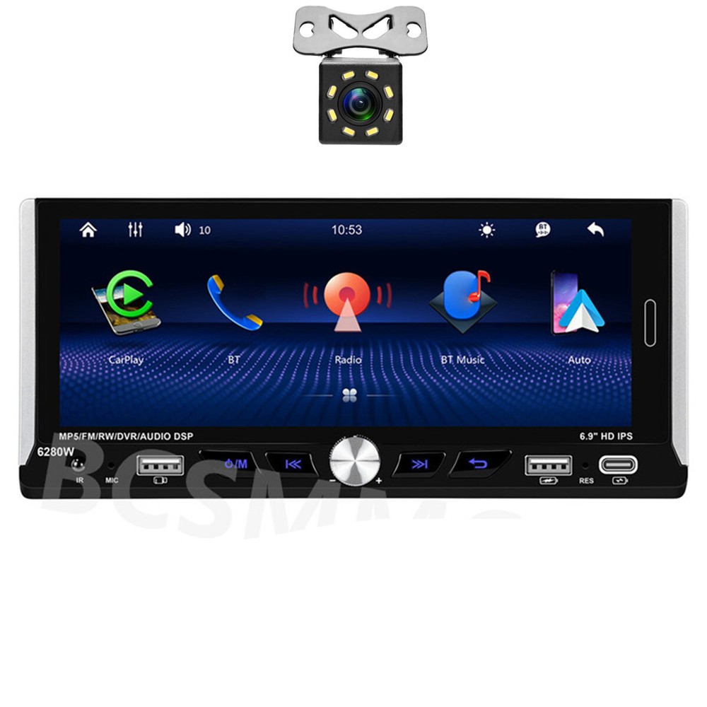 1Din Car MP5 Player with Bluetooth FM Radio HD Touch Screen Mirror Link Camera