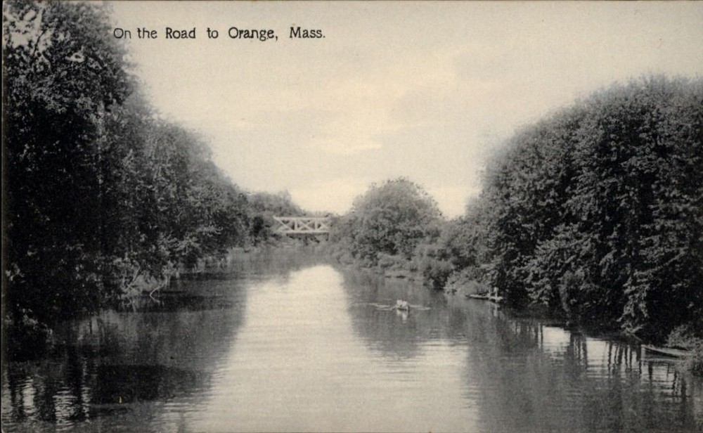 Road to Orange Massachusetts bridge river ~ c1905 UDB vintage postcard